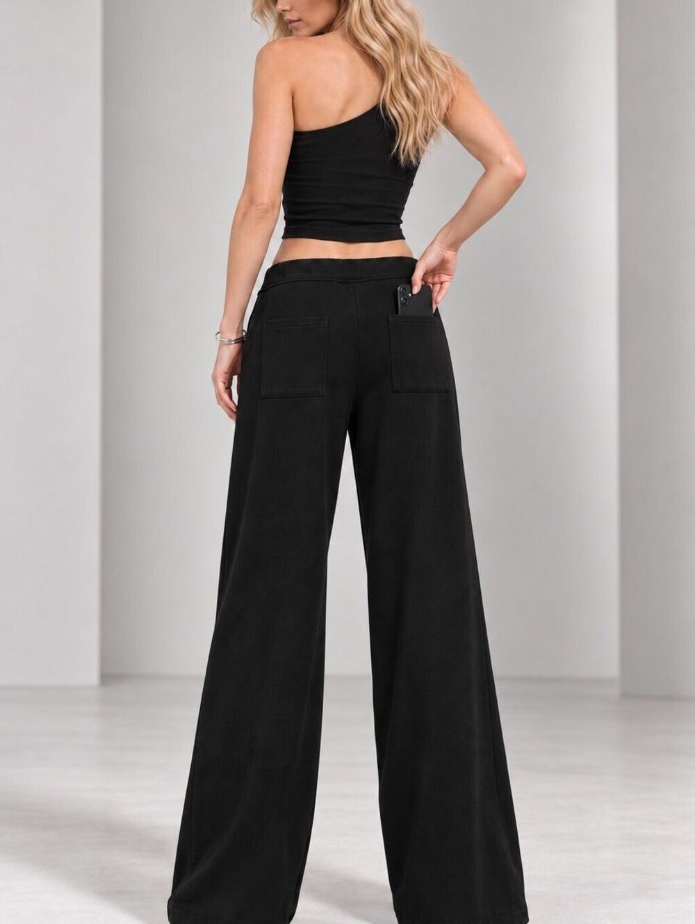 NWT Y2K Black Streetwear Oversized Grommet Wide Leg High Rise Pants Rave Grunge - Picture 4 of 15